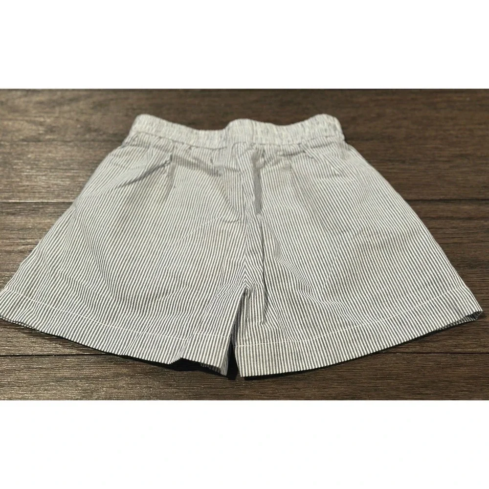Aaron & Amber blue white striped pull on shorts seersucker‎ nautical sz S NWT